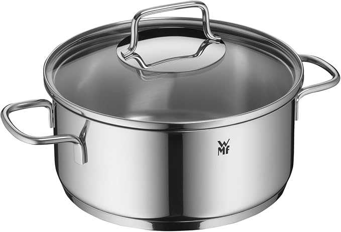 WMF 6-Piece Saucepan Set Astoria Pouring Rim Glass Lid Cromargan® Polished Stainless Steel Suitable for Induction Cookers Dishwasher Safe No. 780166040