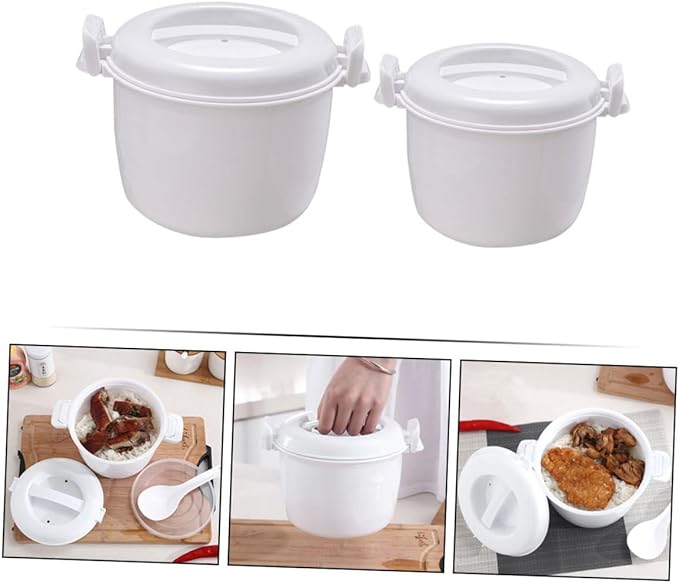 Ciieeo 2pcs Practical Rice Cooker Microwave Rice Maker for Microwave Insulated Lunch Containers Home Supply