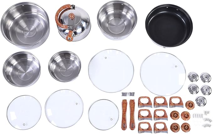 Focket Pots And Pans Set Stainless Steel Nonstick Cookware Set with Multiple Pots Kettle Sauce Pan Frying Pan for Induction Gas Stovetop