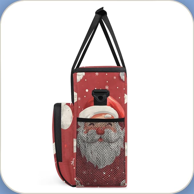 Cute Santa Claus Coffee Maker Carrying Bag Watercolor Santa Claus Travel Storage Bag Compatible with K-Mini or K-Mini Plus Single Serve Coffee Brewer Carrying Case with Pockets &amp Shoulder Strap