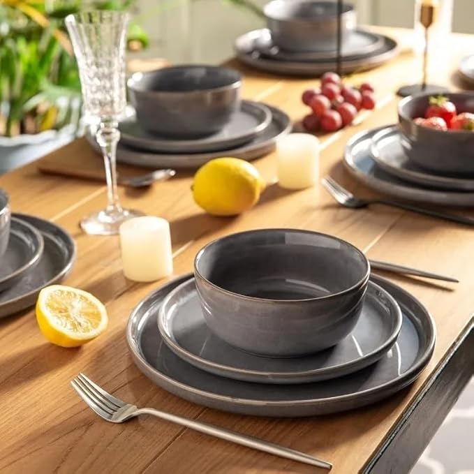 Stoneware Dinnerware Sets Round Reactive Glaze Plates and Bowls Set Dishes and Dinner