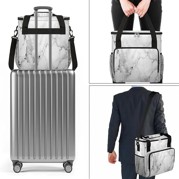 Marble Printed Coffee Maker Travel Bag for K-Mini or K-Mini Plus Single Serve Coffee Brewer Portable Storage Tote Case for Tarvel