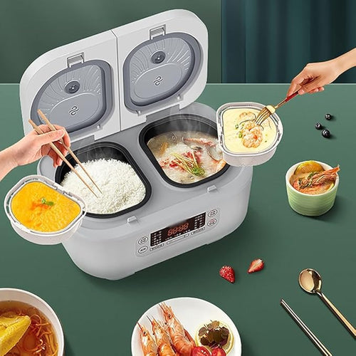 1.5L Home Rice Cooker – Double Inner Pot Multi-Functional with 12H Timer &amp Keep-Warm Ideal for (Family/Everyday Use)