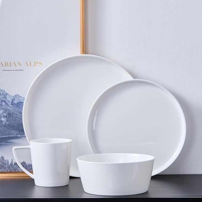 Stone Lain Madeline Formal Bone China Dinnerware Set 32 Piece Service for 8 White