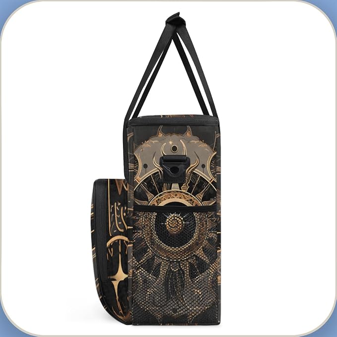 Gold Mandala Coffee Maker Carrying Bag Magic Eyes Travel Storage Bag Compatible with K-Mini or K-Mini Plus Single Serve Coffee Brewer Carrying Case with Multiple Pockets &amp Shoulder Strap