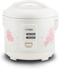 Tiger JAZ-A10U-LF 5.5 Cup Capacity White Rice Cooker with Non-Stick Inner Pot Retractable Power Cord and Keep Warm up to 12 hours (Flower)