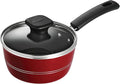 Tramontina Sicilia 1.25-Quart Small Non Stick Sauce Pan with Glass Lid Aluminum Nonstick Saucepan (Raspberry)