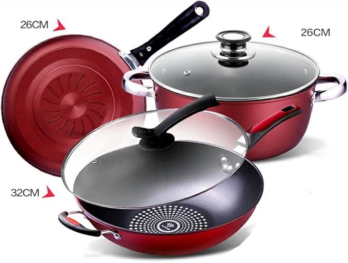 Cookware Set Soup Pot Frying Pan Milk Pot Stew Pot Saucepan Induction Cooker Cooking Pot Set Non-stick Pan Hotpot Casserole Wok
