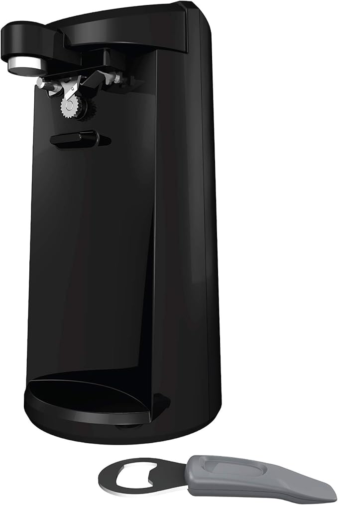 BLACK+DECKER 4-Slice Convection Oven Stainless Steel Curved Interior fits a 9 Inch Pizza TO1313SBD &amp EasyCut Extra-Tall Can Opener with Knife Sharpener and Bottle Opener Black EC500B-T