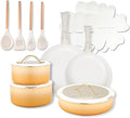 20pcs Ceramic Cookware Set Nonstick Detachable Handle Pots and Pans Set Non ToxicNo PFAS &amp PTFE &amp PFOA Dishwasher/Oven Safe RV Kitchen Set Removable Handle for Cooking Yellow