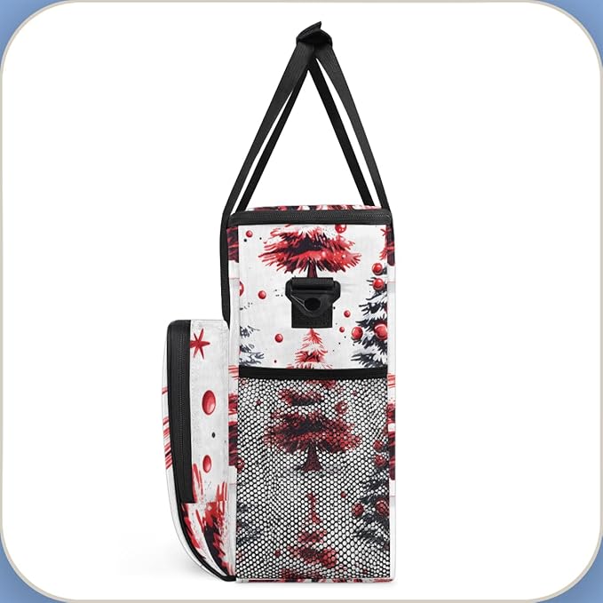 Glitter Tree Xmas Coffee Maker Carrying Bag Portable Travel Storage Tote Bag Compatible with K-Mini or K-Mini Plus Single Serve Coffee Brewer Carrying Case with Multiple Pockets &amp Shoulder Strap