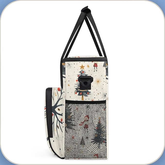 Abstract Xmas Tree Coffee Maker Carrying Bag Portable Travel Storage Tote Bag Compatible with K-Mini or K-Mini Plus Single Serve Coffee Brewer Carrying Case with Multiple Pockets &amp Shoulder Stra