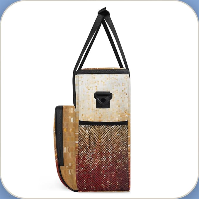 Glitter Coffee Maker Carrying Bag Apricot red Portable Travel Storage Tote Bag Compatible with K-Mini or K-Mini Plus Single Serve Coffee Brewer Carrying Case with Multiple Pockets &amp Shoulder Str