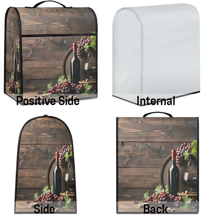 cfpolar Kitchen Aid Mixer Cover Compatible with 6-8 Quarts Wooden Board Purple Grapes Stand Mixer Cover Kitchen Aid Mixers Accessories Appliance Organizer Bag Dust Covers with Zipper Pocket