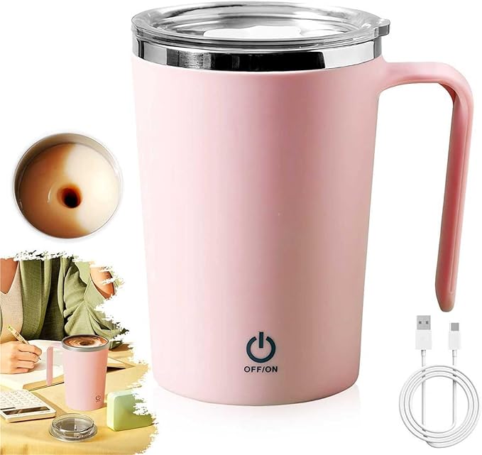 350ml Automatic Stirring Mug - Electric Coffee &amp Milk Mixing Cup With Magnetic Blender For Effortless Beverage Preparation