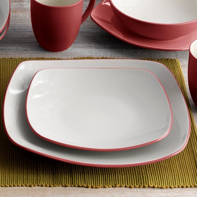 Noritake Colorwave Raspberry 16-Piece Square Dinnerware Set Service For 4