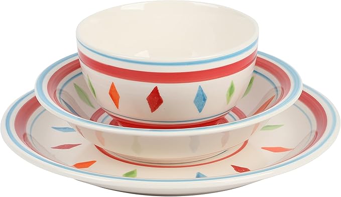 Gibson Home Heidy Hand Painted Dinnerware Set - Red Service for 4 (12pcs)