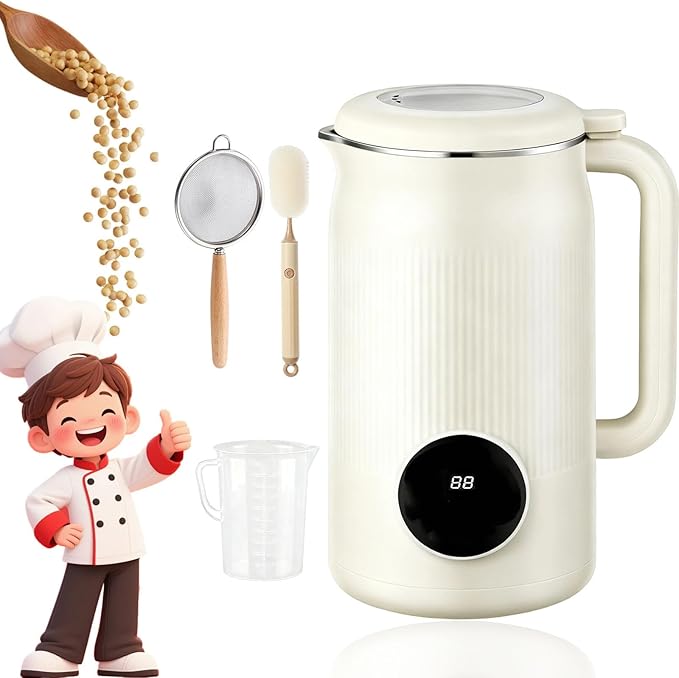 8-In-1 Multifunction Nut Milk &amp Juice Maker 2026 Upgrade Nut Milk Maker Machine Automatic Soybean Machine With Delay Start/Keep Warm/Boil Water (A)