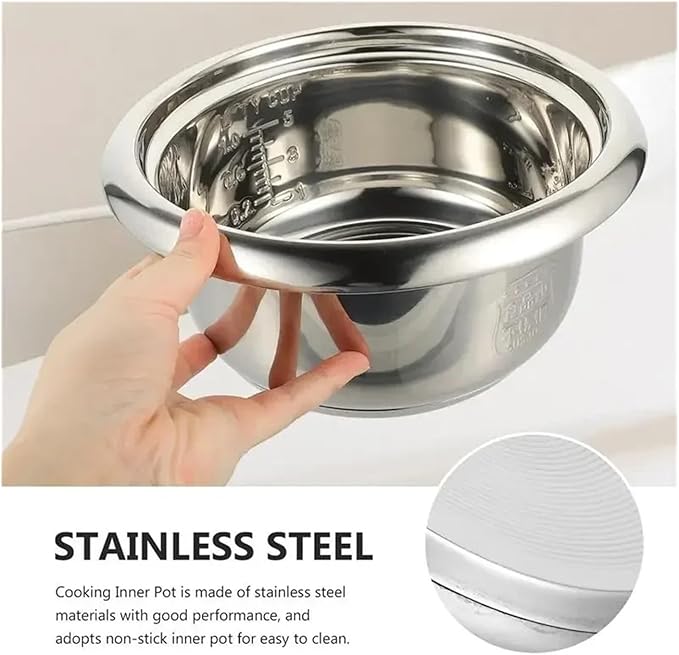 Cooker Inner Pot Large Capacity Rice Cooker Pot Stainless Steel Round Cake Baking Pot Rice Cooking Pot 3L/2L(3L 500W)