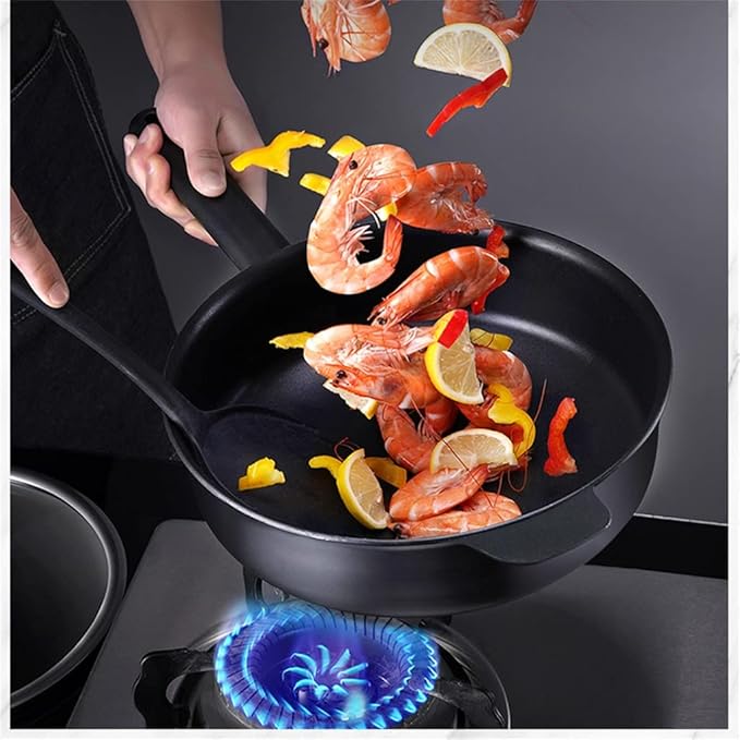 Cookware Set Black Pan with Lid Cutlery Collection Cookware Cutlery Cookware Nonstick Kitchen Supplies