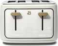 4 Slice Toaster with Touch Control Panel 1800W Fast Heating 7 Toast Shade Levels Extra Wide Slots for Bagels Removable Crumb Tray (White Icing)