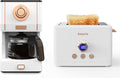 Amaste Retro Coffee Maker &amp Toaster Set- Elegant White with Rose Gold