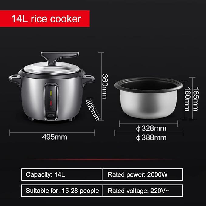 Commercial Rice Cooker Large Capacity Rice CookerHigh-Efficiency Large Rice Cooker for RestaurantsHotels and Catering for 8-48people Rice Cooker14L-2000W14L-2000W