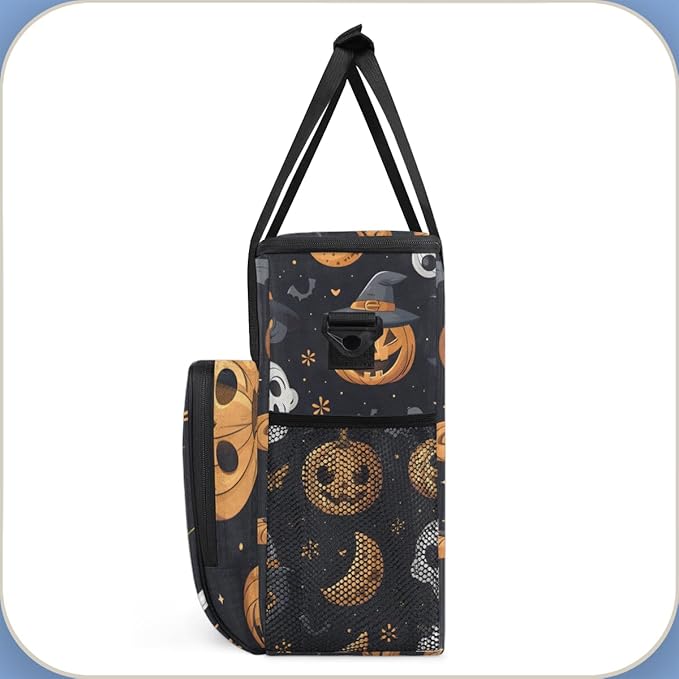 Retro Pumpkin Coffee Maker Carrying Bag Abstract Pumpkin Travel Storage Bag Compatible with K-Mini or K-Mini Plus Single Serve Coffee Brewer Carrying Case with Multiple Pockets &amp Shoulder Strap