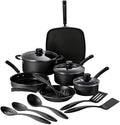 Tramontina Primaware 15-Piece Non Stick Cookware Set with Lids and Utensils Aluminum Nonstick Pots and Pans Kitchen Set (Storm)