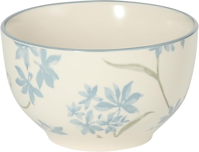 Gibson Home Admiral Hall 12-Piece Matte Stoneware Dinnerware Set – Dinner Plates Salad Plates &amp Bowls with Blue Floral Pattern Durable Everyday Dish Set Microwave &amp Dishwasher Safe
