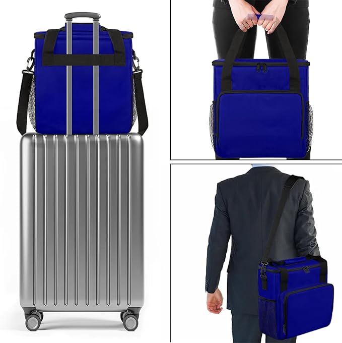 Navy Blue Coffee Maker Carrying Bag Waterproof Insulated Leakproof Cooler Bag Portable Storage Tote Bag Organizer With Shoulder Strap