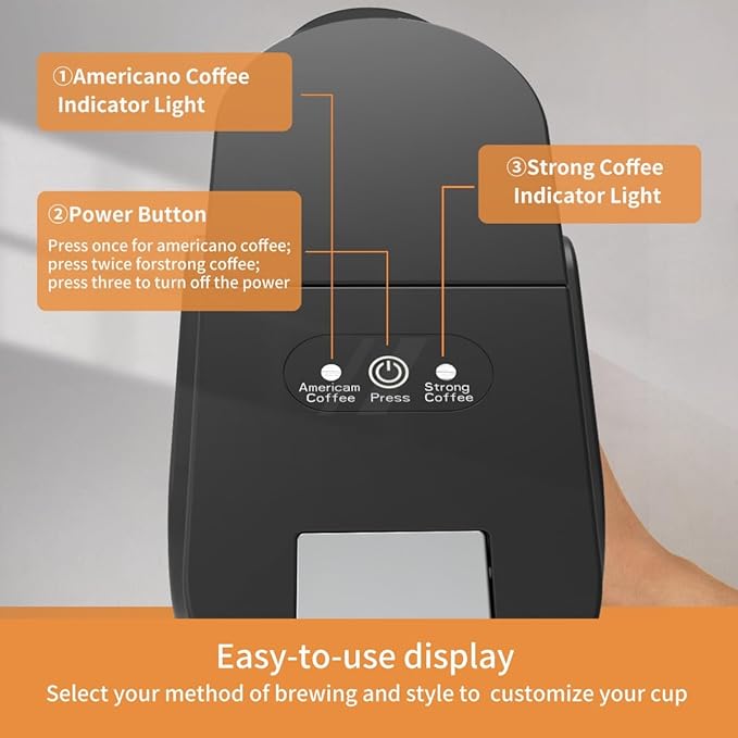 Mini Coffee MakerKCUP Capsule Coffee Maker Mini - 3s Heat-up Precise Temp Control 3 Adjustable Drip Tray BPA-Free Tank Espresso/Americano Modes for Home (White)