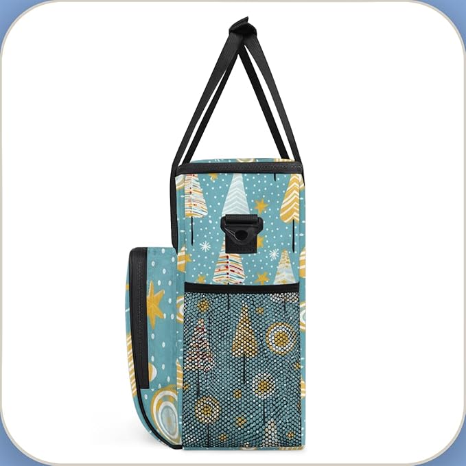 Xmas Tree Coffee Maker Carrying Bag Graffiti Tree Travel Storage Bag Compatible with K-Mini or K-Mini Plus Single Serve Coffee Brewer Carrying Case with Multiple Pockets &amp Shoulder Strap