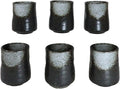 Ebros Gift Artistic Charcoal Grey Tone Hakumu Porcelain Ceramic Collection Dinnerware Serveware Kitchenware Set Asian Japanese Restaurant Supply (Pack Of 6 Yunomi Reactive Glaze Tea Cups 9oz)