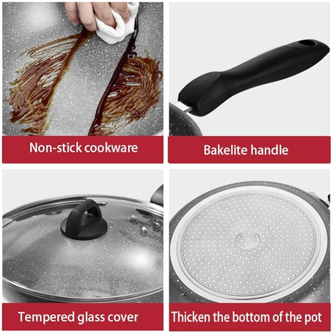 Nonstick Cookware Set 4 Pieces Induction Pots And Pans Sets Frying Pan Chemical-Free Kitchen Set With Stay-Cool Handle Saucepan Stock Pot Skillet Chef Pan Saute Pan St