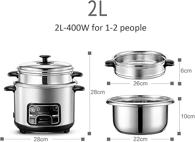 Rice Cooker - Rice Cooker With Steamer Basket 2/3/4/5L Home Intelligent Insulation Rice Cooker Multifunction Stainless Steel Inner Pot Rice Cooker With Spoon Steamer And Measuring Cup (Size : 2L-4