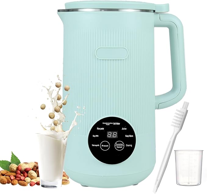 8-in-1 Automatic Soy Nut Milk Maker40oz Soy Milk Maker for Homemade AlmondOatSoy MilkRice PasteComplementary FoodJuiceMilk Maker Machine with Delay Start/Keep Warm/Self Clean/Boil Water