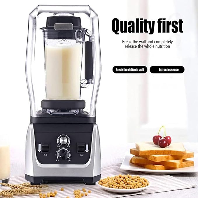 Commercial Shaved Ice Machine1800W Professional Electric Blender1.8L Multifunctional Stand Smoothie Maker with Mute HoodSpeed Adjustable and Timing Regulationfor Party Activities(Button type)