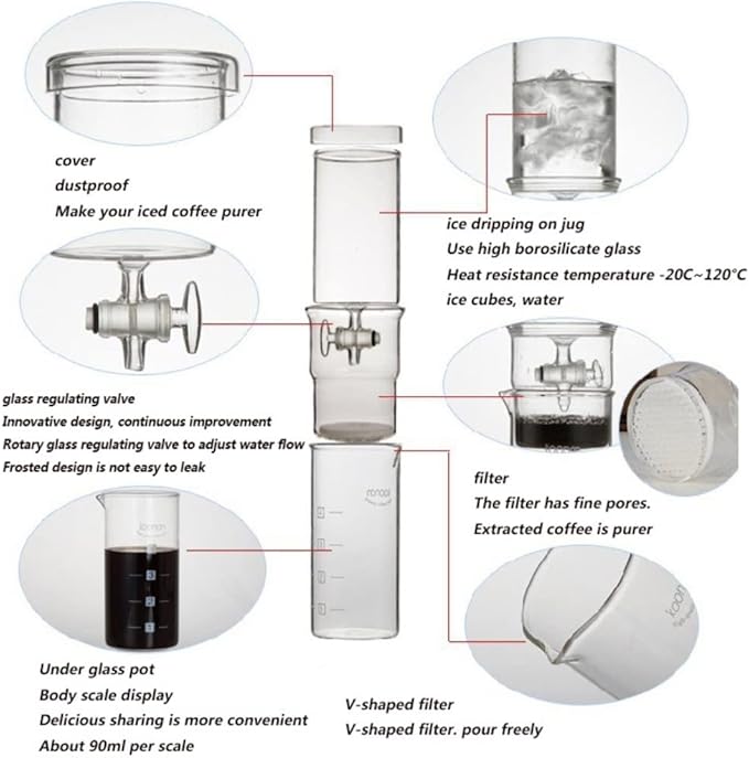 Glass Coffee Ice Drip Maker Adjustable Ice Brew Coffee Maker Household Ice Brew Coffee Maker Household Coffee Maker 400ML