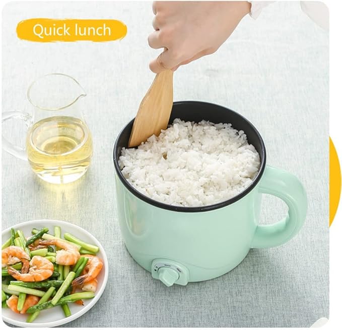 220V Mini Multifunction Electric Cooking Machine Household Hot Pot Multi Rice Cooker Non-stick Pan(Green three)