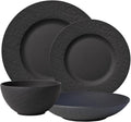 Villeroy &amp Boch Manufacture Rock 4-Piece Place Setting Dinner Plate Salad Plate Rice Bowl Pasta Bowl Premium Porcelain Made in Germany Matte Black