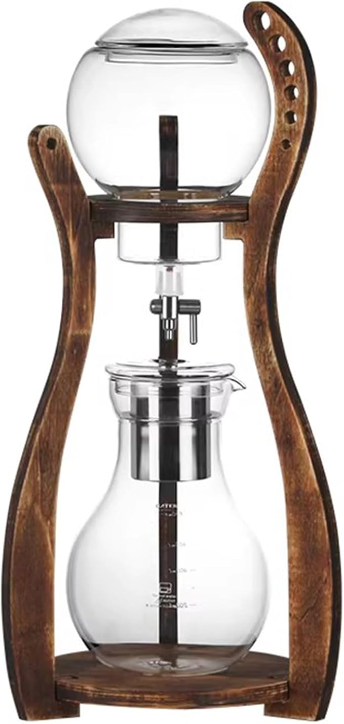 Cold Brew Coffee Tower Ice Drip Coffee Machine with Slow Drip Technology Wood Straight Frame 800ml Large Capacity - Makes 4-6 Cups for Bars Clubs Parties