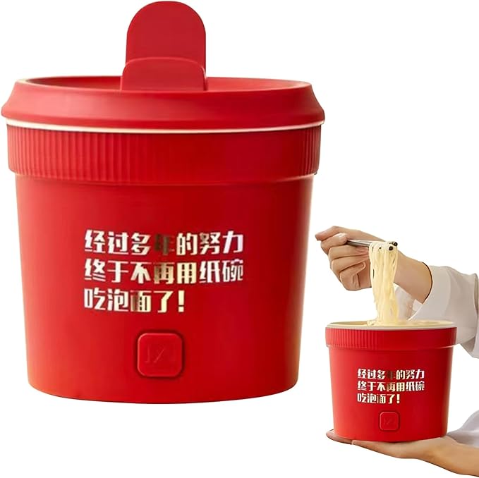 Multifunctional Mini Rice Cooker Smart Automatic Multi-function Electric Hot Pot 1L Small Household Multifunctional All-in-One Pot Soup Porridge Noodle Pot Steaming Stir-Frying (red)