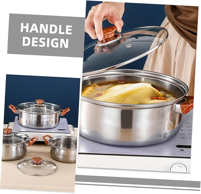 Alipis 12-Piece Stainless Steel Cookware Set Including Frying Pan Saucepan Stockpot and Kettle Heavy-Duty Kitchen Cooking Pots for Noodles Soups