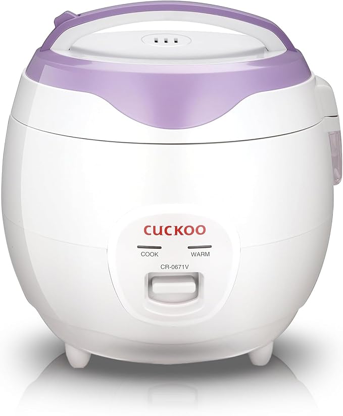 CUCKOO Basic Rice Cooker 6-Cup Uncooked / 12-Cup Cooked Versatile Rice Maker with Non-Stick Inner Pot Easy to Use Auto Keep Warm White/Purple (CR-0671V)