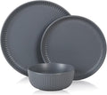 Stone Lain Logan 12 Pieces Stoneware Dinnerware Set Grey