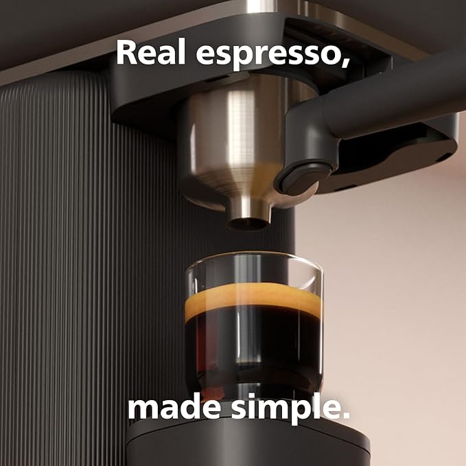 Philips Baristina Espresso Machine Grind Tamp &amp Brew Coffee Beans in One Swipe Compact 16 Bar Pump Pressure Automatic Grinder Black with Black Portafilter (BAR300/60)