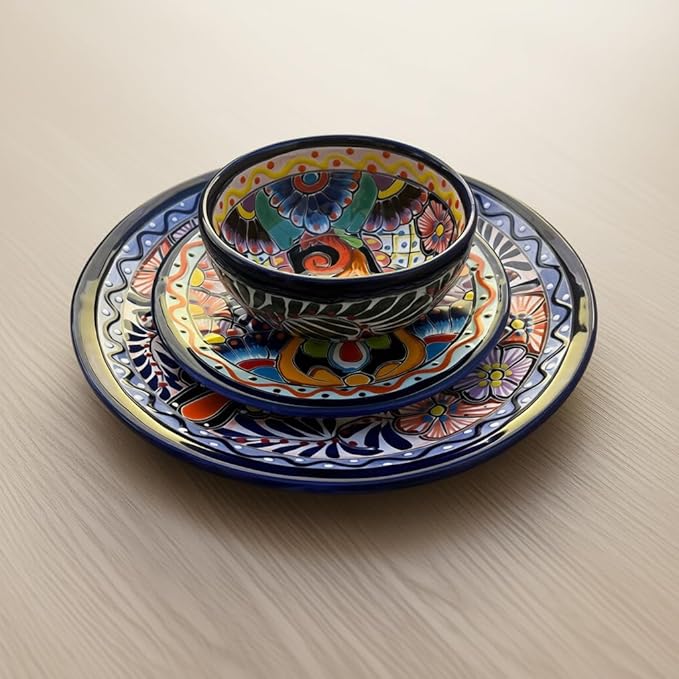 Handmade Talavera 12-Piece Dinnerware Set | Mexican Pottery (Seats 4)