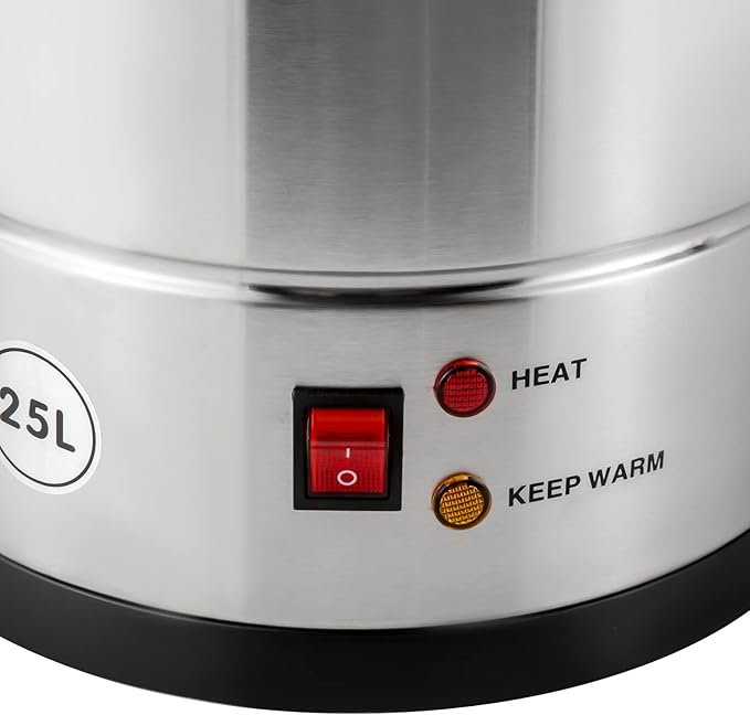 Commercial Coffee Maker 25L/6.6gal Large Percolator Coffee Urn with Handle &amp Faucet 110V 1400W Viewable Stainless Steel Percolate Coffee Make with 30-100 ℃ Controllable for HomePartyOffice