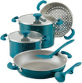 Rachael Ray 8-Piece Aluminum Cookware Set Teal Shimmer